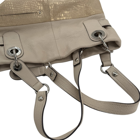 B. Makowsky Women’s Leather Tote Bag Brown/Gold/Tan One Size - Picture 9 of 11